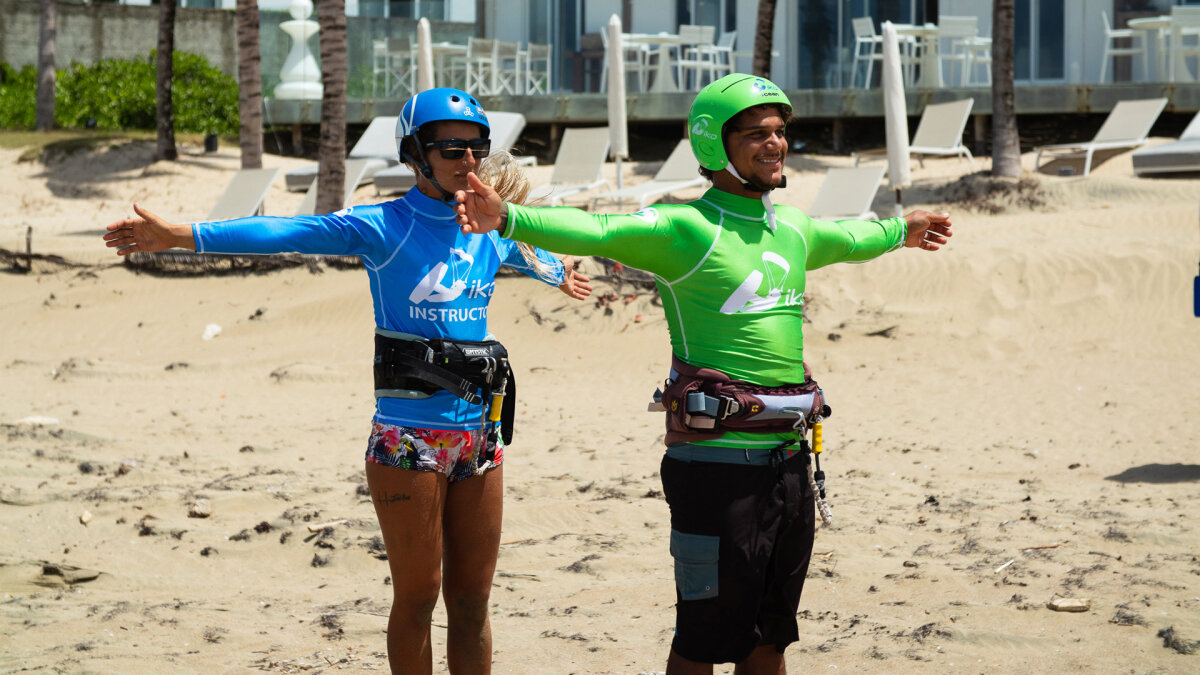 Student learning to kitesurf with an IKO Instructor