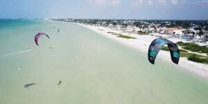 Kitesurfing in Progreso, Yucatan